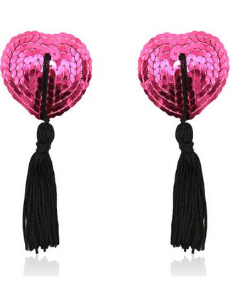 Naughty Toys Καλύμματα Θηλών σε Σχήμα Καρδιάς με Πούλιες Ροζέ Μα