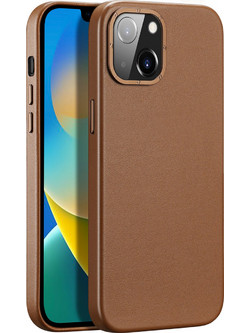 Dux Ducis Grit Leather Back Cover Brown (iPhone 14 Plus)