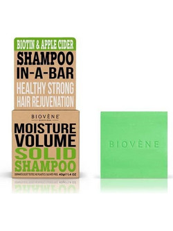 Biovene Biotin & Apple Cider Bar Φυτικό Σαμπουάν για Όγκο & Επανόρθωση για Βαμμένα Μαλλιά 40gr