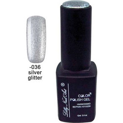 Lilly Nail Art Color Gel Silver Glitter Ημιμόνιμο Βερνίκι Νυχιών 12ml