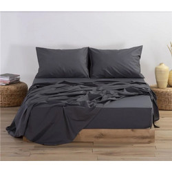 Nef-Nef Σεντόνι King Size Βαμβακερό με Λάστιχο 180x200+30 Basic 727 Dark Grey