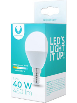 Forever Light Λάμπα LED σχήμα G45 και Ντουί E14 6W 4500K 480lm