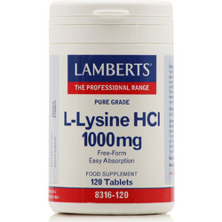 Lamberts L-Lysine HCI 1000mg 120 Ταμπλέτες