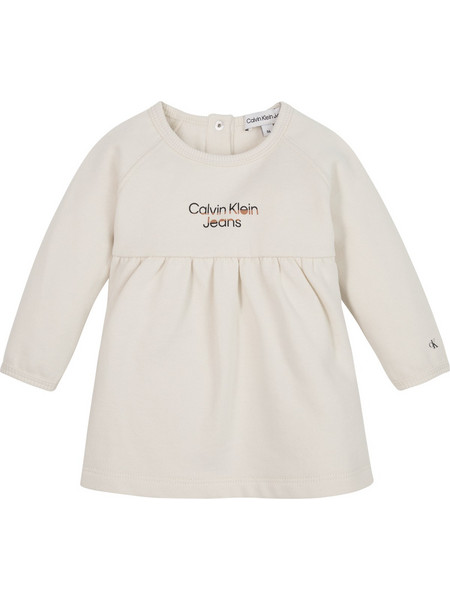CALVIN KLEIN JEANS HERO LOGO LS FLEECE DRESS WHITECAP GRAY IN0IN00089-PGB
