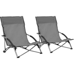 vidaXL Set Καρεκλάκι Παραλίας Γκρι 2τμχ 312491