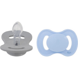 Lullaby Planet Symmetrical Ορθοδοντικές Πιπίλες Σιλικόνης 0-6m Blue Misty Grey 2τμχ