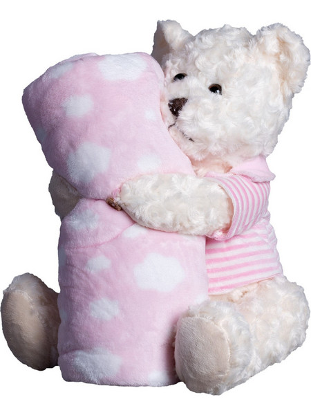 Silk Fashion Fluffy Bear Κουβέρτα Αγκαλιάς Fleece με Λούτρινο 80x120 Ροζ