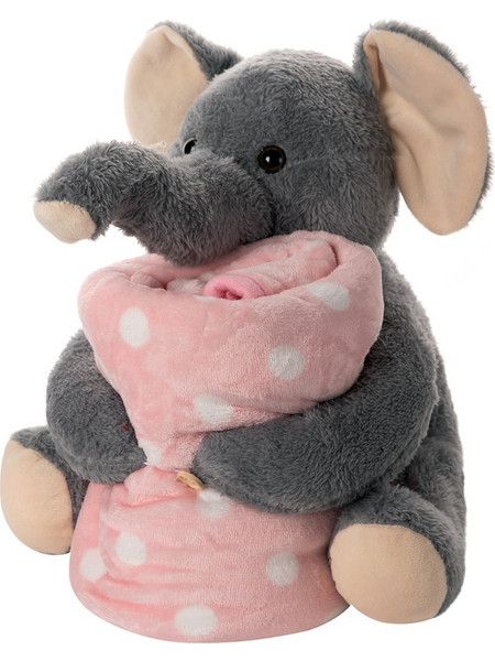 Silk Fashion Elephant Grey Κουβέρτα Αγκαλιάς Βελουτέ με Λούτρινο 80x120 Ροζ