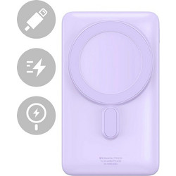 Baseus Magnetic Bracket Wireless Magsafe Power Bank 10000mAh 20W με Θύρα USB-C Purple