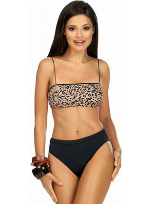Lorin Bikini Set Μπουστάκι Animal Print Μαύρο L-5217