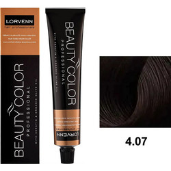 Lorvenn Beauty Color 4.07 Φυσικό Καστανό Καφέ Μόνιμη Βαφή Μαλλιών 70ml