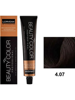 Lorvenn Beauty Color 4.07 Φυσικό Καστανό Καφέ Μόνιμη Βαφή Μαλλιών 70ml