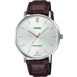 Casio Ανδρικό Ρολόι με Καφέ Δερμάτινο Λουράκι MTP-VT01L-7B2