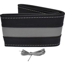 Κάλυμμα τιμονιού αυτοκινήτου Otom Stitching δερματίνη ραφτό εξώγαζο μαύρο - γκρι Medium 37-39cm DK-305 1 τεμάχιο