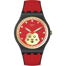 Swatch Ανδρικό Ρολόι με Κόκκινο Καουτσούκ Λουράκι SO32Z107