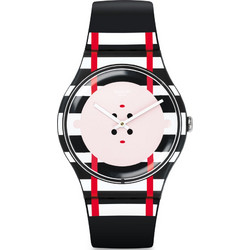 Swatch Double Me Γυναικείο Ρολόι με Μαύρο Καουτσούκ Λουράκι SUOB129