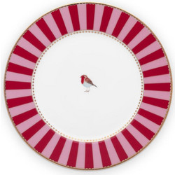 Pip Studio Πιάτο Γλυκού Πορσελάνης Love Birds Red Pink Stripes 17cm 51001238
