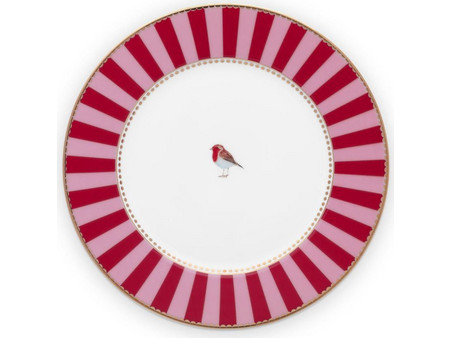 Pip Studio Πιάτο Γλυκού Πορσελάνης Love Birds Red Pink Stripes 17cm 51001238