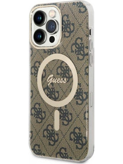 Guess 4G IML MagSafe Back Cover Σιλικόνης για iPhone 14 Pro Max Καφέ