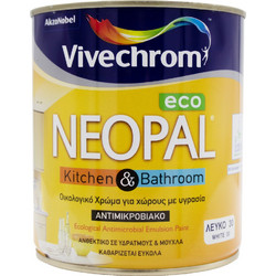 Vivechrom Neopal Kitchen & Bathroom Οικολογικό Αντιμουχλικό Πλαστικό Χρώμα Εσωτερικού Χώρου Λευκό 0.75lt