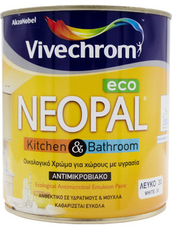 Vivechrom Neopal Kitchen & Bathroom Οικολογικό Αντιμουχλικό Πλαστικό Χρώμα Εσωτερικού Χώρου Λευκό 0.75lt