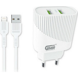 Goms Φορτιστής με Καλώδιο Lightning με Θύρα USB-A Quick Charge 3.0 White S6502975
