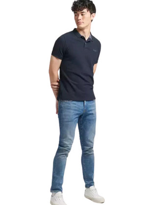 Superdry Classic Pique Ανδρική Αθλητική Μπλούζα Polo Navy Μπλε M1110343A-98T