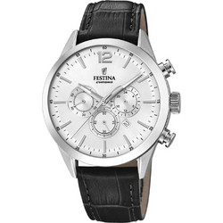 Festina Ανδρικό Ρολόι Χρονογράφος με Μαύρο Δερμάτινο Λουράκι F20542/1