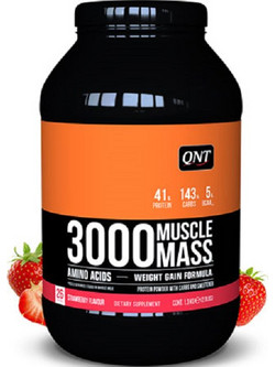 QNT 3000 Muscle Mass Strawberry Πρωτεΐνη Ορού Γάλακτος Όγκου 1.3kg