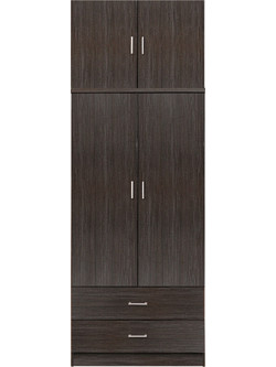 HomeMarkt Δίφυλλη Ντουλάπα Ρούχων με Πατάρι Zebrano 80x42x241cm HM11222.01