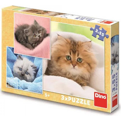 Παιδικό Puzzle Dino Χαριτωμένα Γατάκια 3x55 Κομμάτια