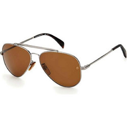 David Beckham DB 1004/S 6LB/70 Ανδρικά Γυαλιά Ηλίου Aviator Μεταλλικά Ασημί με Καφέ Polarized Φακό