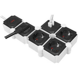Πολύπριζο Logilink Flexible Socket 4xSchuko with 2xUSB 1,5m