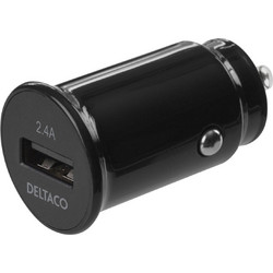Deltaco Φορτιστής Αυτοκινήτου 12/24V 1x USB-A 2,4A 12W Μαύρος USB-CAR123
