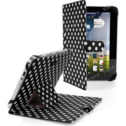 Δερμάτινη Θήκη Polka για Tablet 10" 10.1" 10.2" Μαύρη Με Λευκές Βούλες