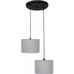 Heronia Lighting HK-04 Pendel Κρεμαστό Φωτιστικό Οροφής Δίφωτο E27 Γκρι Φ20cm 14-0147