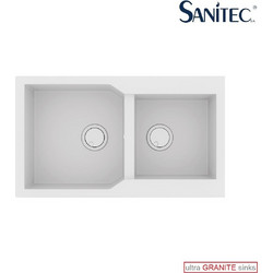 Sanitec Ultra Granite 804 Υποκαθήμενος Νεροχύτης Γρανίτη Αντιστρεφόμενος Ματ Bianco 86x50cm
