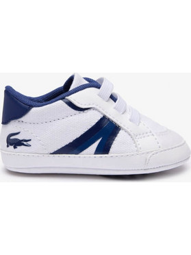 Lacoste L004 Crib 2232 Cub Βρεφικά Sneakers Αγκαλιάς Λευκά Navy Μπλε 37-46CUB0001080