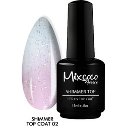 Mixcoco Soak-Off Led Uv Color Coat Shimmer 02 Top Coat Ημιμόνιμο Βερνίκι Νυχιών 15ml