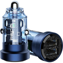 Recci Journey RCC-N16 - Διάφανος Φορτιστής Αυτοκινήτου με 2 x USB-A - 15.5W - Blue (6955482518380)