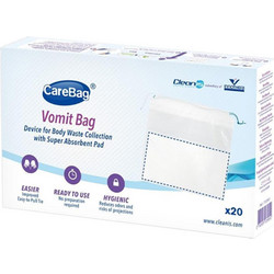 CareBag Vomit Bag Σακούλες Εμετού με Ειδική Απορροφητική Επιφάνεια που Περιορίζουν τις Διαρροές & τις Οσμές 20 Τεμάχια