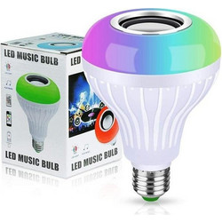 Smart Λάμπα LED 12W - Ηχείο Bluetooth 2 σε 1 για Ντουί E27 RGBW AC110-240V με Τηλεχειριστήριο