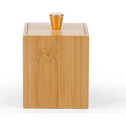 Coincasa δοχείο αποθήκευσης με καπάκι από ξύλο bamboo 10 x 7 x 7 cm - 007357078 Καφέ Ανοιχτό