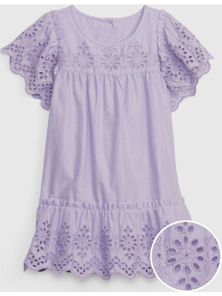 Μωβ Νηπιακό Tiered Eyelet Φόρεμα PURPLE LOTUS