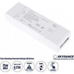 GloboStar 73129 TE-75-12 SKYDANCE AC Triac Dimmer Push Dimming 1 Κανάλι AC 200-240V 1 x 6.25A 75W - Max 6.25A 75W - IP20 Μ18 x Π5.7 x Υ3cm