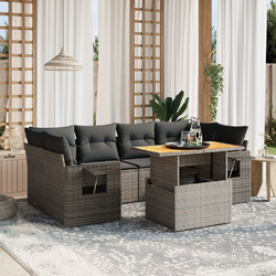 vidaXL Σετ Σαλόνι Κήπου Rattan 7τμχ Γκρι 3271655