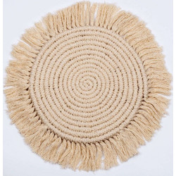 Σουπλά Μακραμέ 35302 Φ36cm Beige GloboStar 100% Βαμβάκι