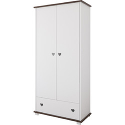 Δίθυρη ντουλάπα με συρτάρι Serca 83x46x183 cm White Walnut