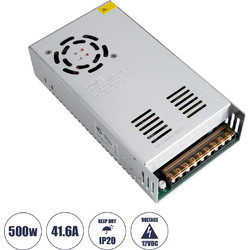 73038 Μεταλλικό Τροφοδοτικό PELV για Προϊόντα LED 500W 41.6A - AC 220-240V σε DC 12V - IP20 Μ21 x Π11 x Υ5cm
