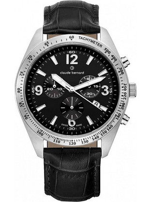 Claude Bernard Classic Ανδρικό Ρολόι Χρονογράφος με Μαύρο Δερμάτινο Λουράκι 10247-3C-NB